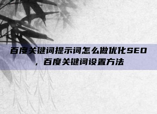 百度关键词提示词怎么做优化SEO，百度关键词设置方法