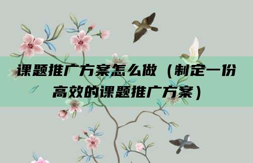 课题推广方案怎么做（制定一份高效的课题推广方案）