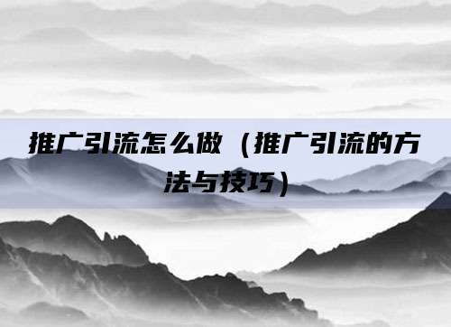 推广引流怎么做（推广引流的方法与技巧）