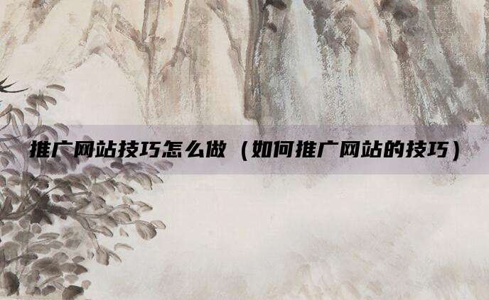 推广网站技巧怎么做（如何推广网站的技巧）