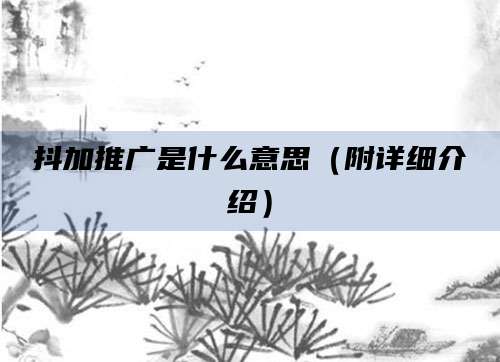 抖加推广是什么意思（附详细介绍）