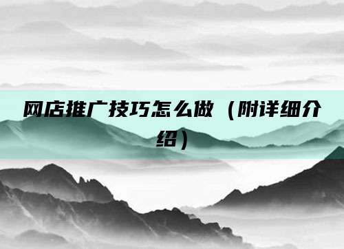 网店推广技巧怎么做（附详细介绍）