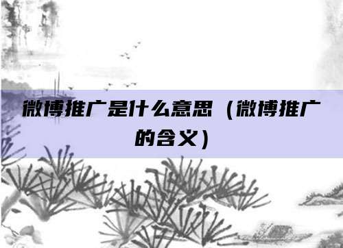 微博推广是什么意思（微博推广的含义）