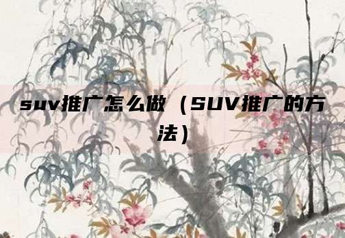 suv推广怎么做（SUV推广的方法）