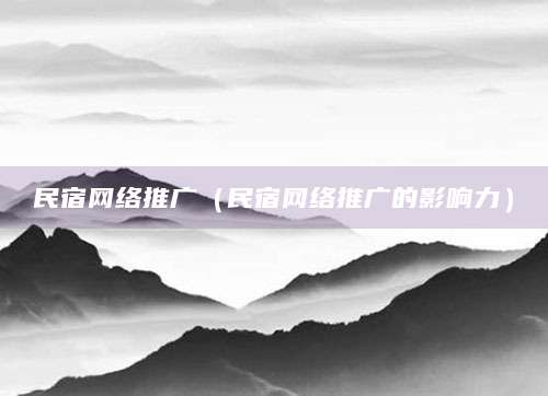 民宿网络推广（民宿网络推广的影响力）